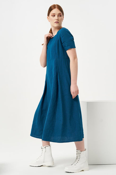 Image 1 of Summer linen dress hidden zip on the back & short sleeves Madona from Baltic Linen